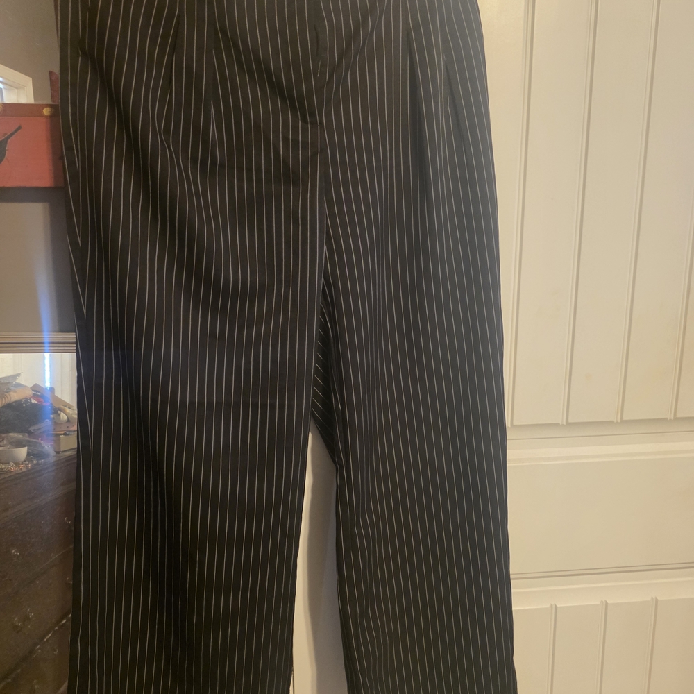 HALARA Black Pinstripe Trousers